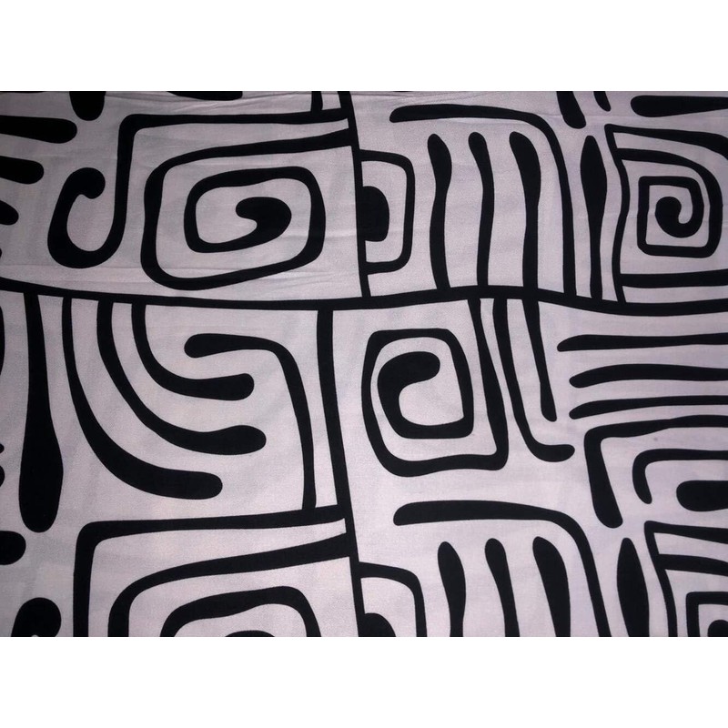 Rayon Twill White and Black Abstract Printed Fabric 58" Wide