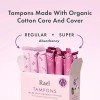 Rael Super Compact Tampons made with Organic Cotton, BPA-Free (36