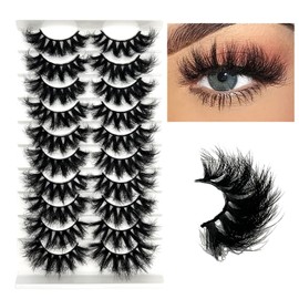 IFSOWDRA Mink Lashes D Curl Full Volume Dramatic Fake Lashes Wispy False Eyelashes Natural Look 18mm Long Strip Lashes 3D Mink Cat Eye Lashes Pack