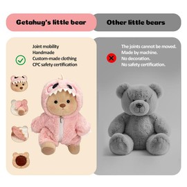 Cuddly Teddy Bear Collection – Different Styles with Changeable Outfits! Plush Toys for Boys & Girls:_Pink Bear & Butterfly Ribbon