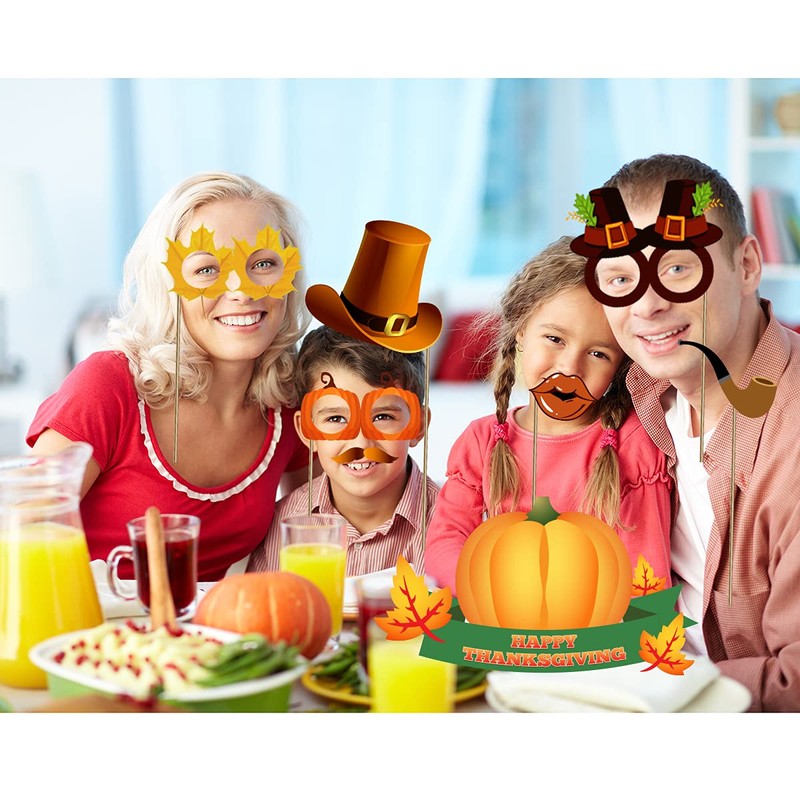 33pcs Thanksgiving Day Photo Booth Props Funny Turkey Day Kits