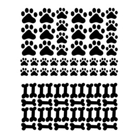 JIHUOO 76 Pcs Dog Paw Print Wall Stickers Decals Large Pawprint Stickers Floor Dog Paw Prints Animal Footprints Dog Bone Wall Decor Dog Room Decorations for Kids