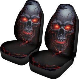 Rucaresri Universal Car Seat Covers Cartoon Flame Skeleton Car Accessories Seat Covers 2 Pieces Breathable Automotive Seats Protector Fit for Most Cars SUV Sedans Hatchbacks