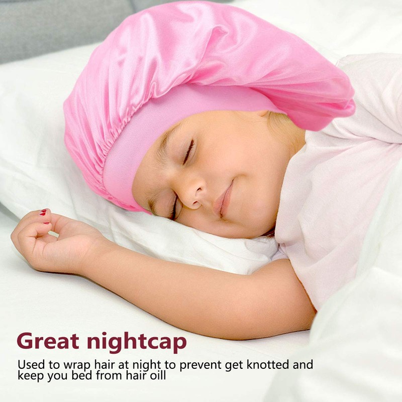 LADES Silk Satin Bonnet-3 Packs Children Satin Hair Bonnet for