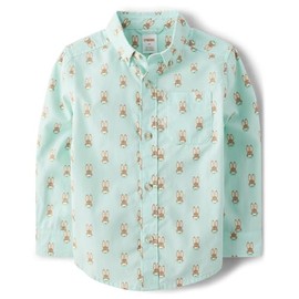 Gymboree,and Toddler Long Sleeve Button Up Shirts,Blue Coral,12-18 Months
