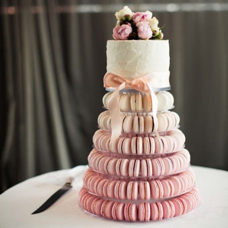 6 Tier Round Macaron Tower Cupcake Stand ，Clear Acrylic Display