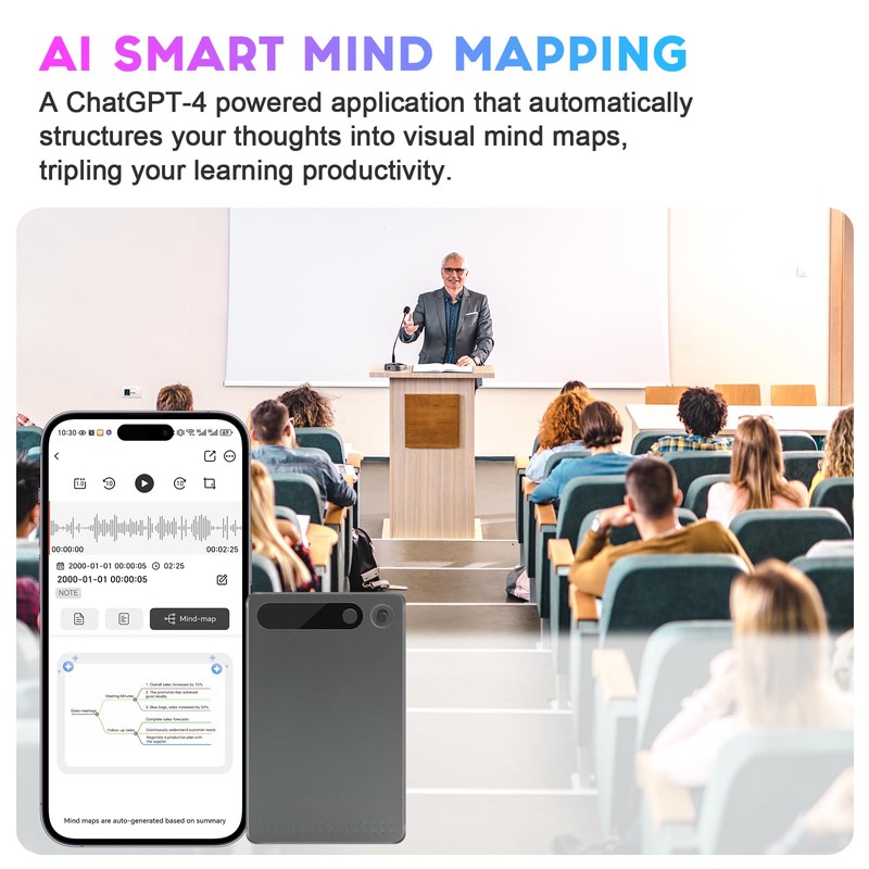 AI Voice Recorder with Real-Time Transcription, 58 Languages Support, Speaker