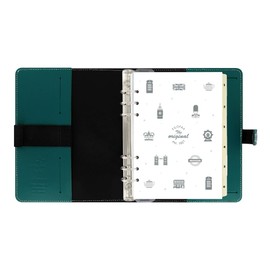 Filofax The Original Organizer, A5 Size, Dark Aqua - Leather, Six Rings, Week-to-View Calendar Diary, Multilingual, 2025 (C022383-25)