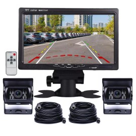iPoster 7" Quad Monitor IR Rear View Backup Reverse Camera 4Pin System For Truck RV Bus