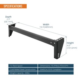 Tecmojo 1U Foldable Vertical Rack and Wall Mountable Patch Panel Bracket for 19" Server and Data Equipment