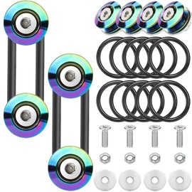 Bumper Quick Release, Mellbree Quick Release Trunk Front Rear Bumper Fasteners Fenders Holders Kit Compatible for Universal Car Bumper (Color 4 x Quick Release Tabs with 12 x O-Ring Fastener）