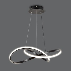 Viruhaka Modern LED Pendant Light Fixture,Black Contemporary Ceiling Hanging Fixture with Irregular Ring Lights for Dining Living Room Bedroom Kitchen Island Cafe（4000K,Neutral Light ）