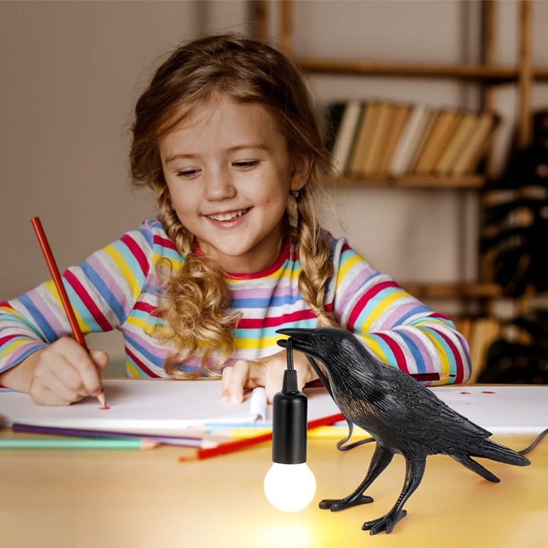Shandaglo Crow Lamp Raven Table Lamp with Bulb, Crow Light