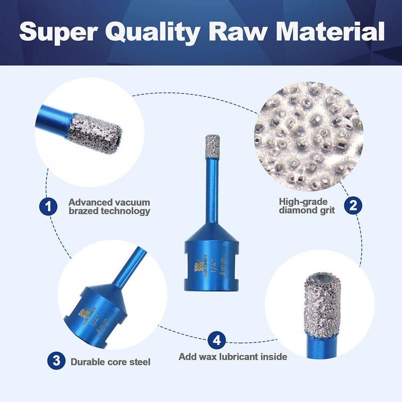 1/4 Inch Diamond Core Drill Bit for Porcelain Tile Ceramic