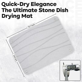 Palm Stone Drying Mat for Kitchen Counter - 15.7" x 11.8" Ultra-Absorbent Non-Slip Dish Drying Mat - Diatomaceous Earth Stone Mat for Dishes, Sink, and Kitchen Use