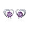 Salanda 925 Sterling Silver Heart Shaped Crystal CZ Stud Earrings，Purple
