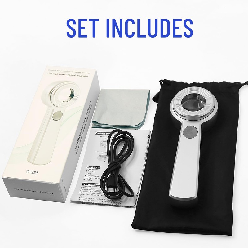 Handheld 60X Magnifier Loupe with UV & LED Lights, 30mm