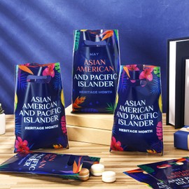 Kolldenn 120 Pcs Asian American and Pacific Islander Heritage Month Plastic Gift Bags Bulk Aapi Goodie Bags with Handle for Asian Pacific American Heritage Month Party Favors Supplies