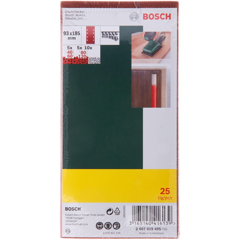 Bosch 25-Piece Sanding Sheet Set (Different Materials, Grit Size 40/60/80/120,