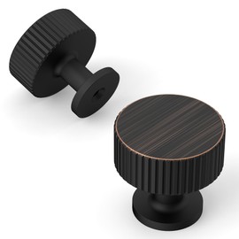 Amerdeco 10 Pack Oil Rubbed Bronze Cabinet Knobs Single Hole Cabinet Pulls 1 Inch Drawer Knobs and Pulls for Bathroom Cabinets ZH0071