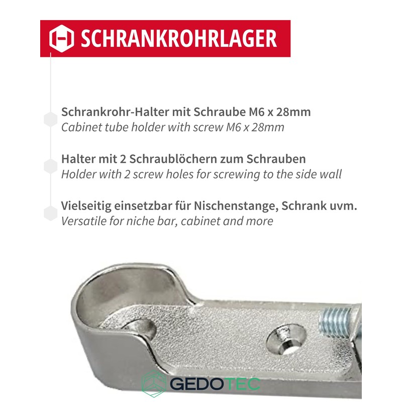 Gedotec Ceiling Wardrobe Rail Bearing, Pack of 4 Clothes Rail