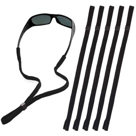 PLABBDPL Sports Glasses Strap, Pack of 5 Adjustable Glasses Straps, Floating Sunglasses, Lanyard Band with Buckle, Non-Slip Glasses Cord for Women, Men and Children, Black, black