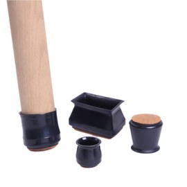 Wambere Pack of 16 Chair Leg Caps, Protective Caps for Chair Legs with Felt, Chair Feet, Floor Protection, Chair Leg Protectors, Felt Gliders for Chairs, Chair Leg Protectors, Black Rectangle, L