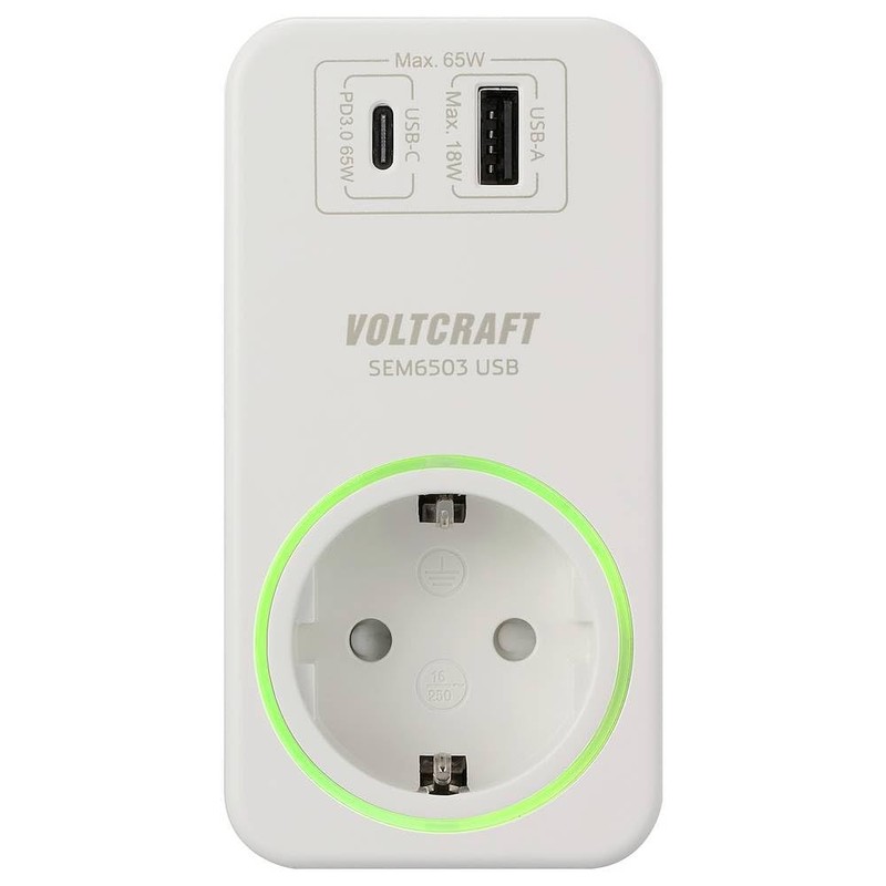 VOLTCRAFT SEM6503 Energy Cost Meter USB Interface USB Measurement (Charging