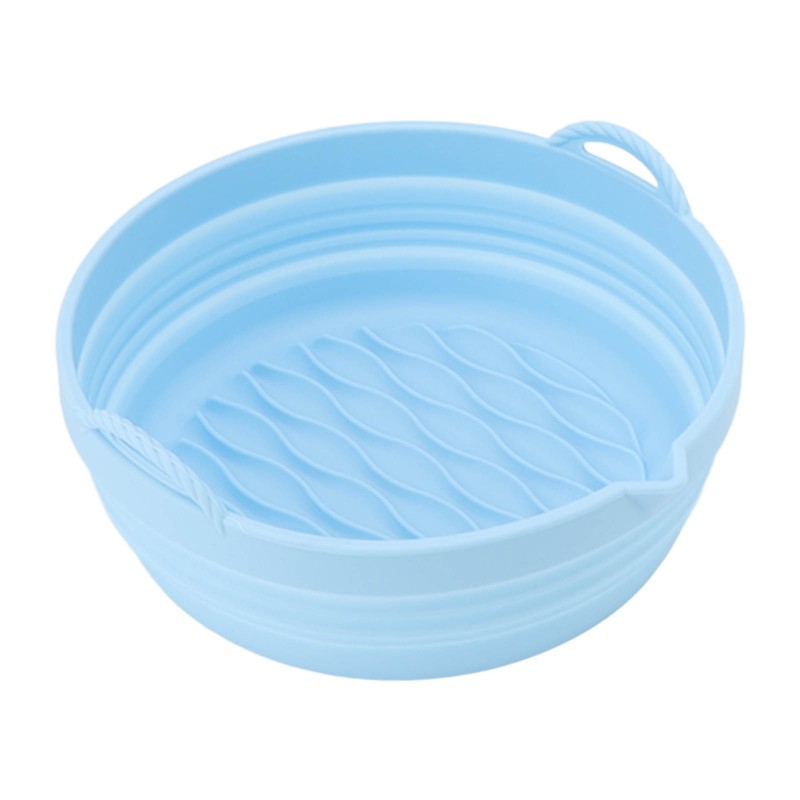 Silicone Air Cooker Pot Round Folded Blue Fryer Liner Tray