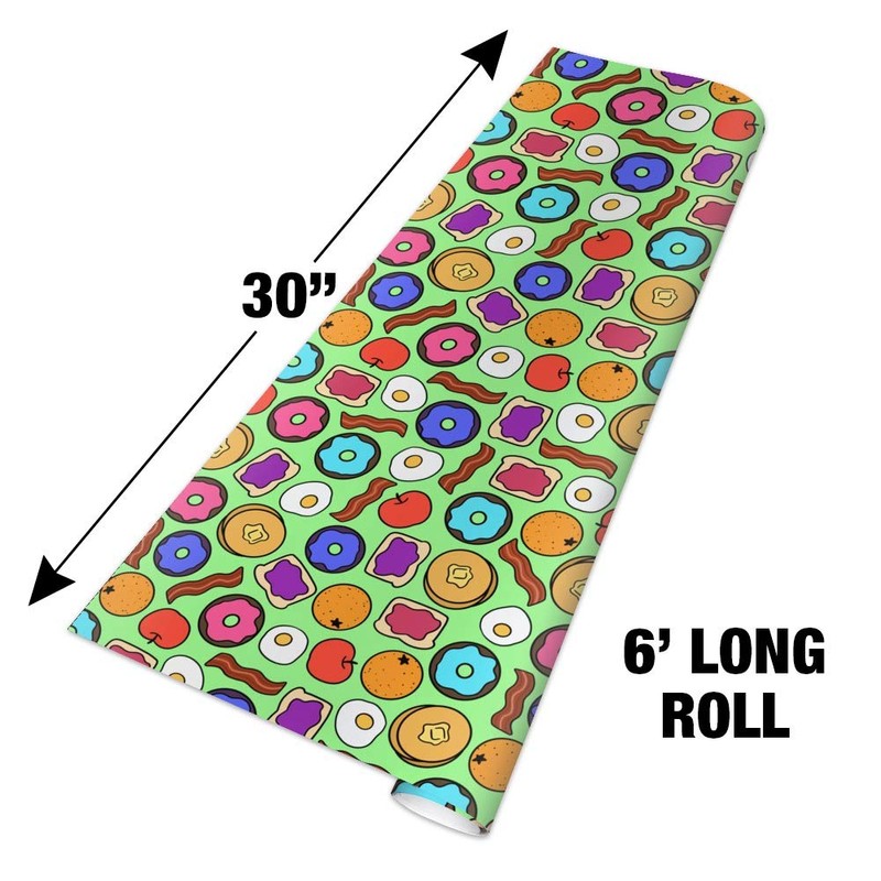 GRAPHICS & MORE Fun Breakfast Foods Pattern Gift Wrap Wrapping