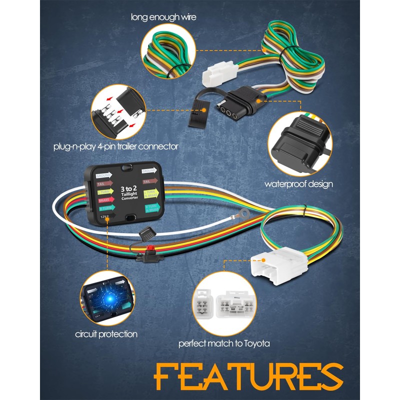 Nirider 56217 4-Pin Trailer Wiring Harness for 2008-2019 Toyota Highlander