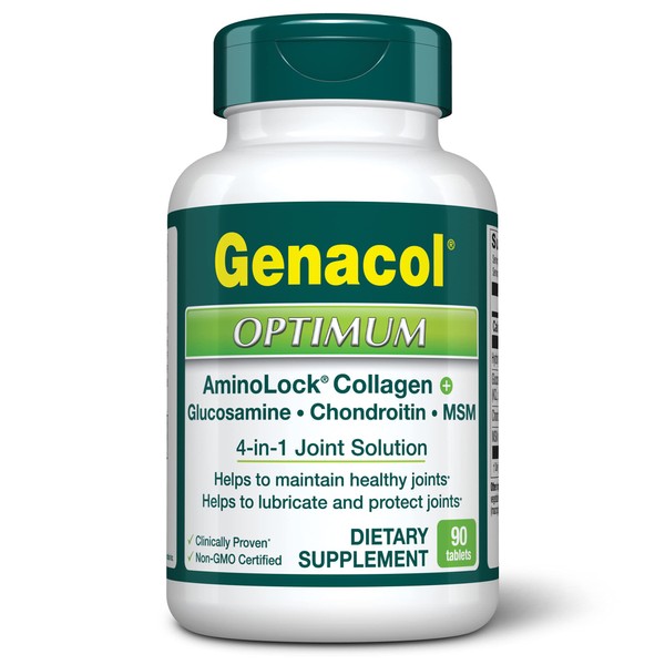 Genacol Glucosamine, Chondroitin & MSM Joint Supplement with Collagen Peptides Glucosamina Condroitina y Colageno Optimum 90 Tablets