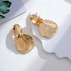 FILMOON Gold-Plated Clip-On Earrings Non-Pierced Fan Shell Statement Earrings Textured