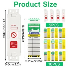 Ladder Tags Ladder Inspection Stickers 5 Holders and 10 Ladder Inspection Tag Inserts Prevention Tag Replacement Inserts Suitable for All Ladder Types and Other Equipment Indoors and Outdoors