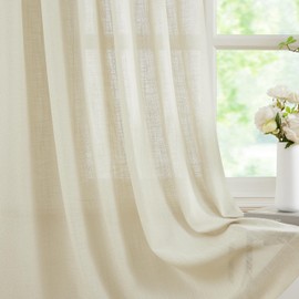 WEST LAKE Ivory Pearl Bailey Pinch Pleated Curtain Panels 84 Inches Length with Hooks,Rustic Light Filtering Drapes,Boho Textured Window Treatment with Back Tabs for Bedroom Living Room,40" Wx84 Lx2