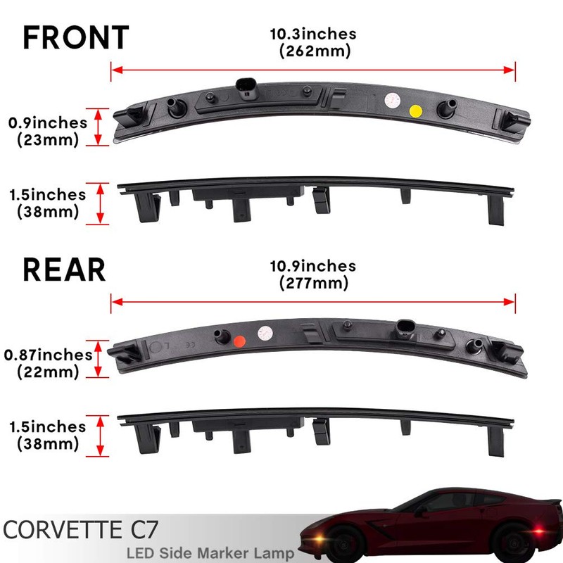 NJSBYL Smoked Lens Corvette C7 LED Front Rear Side Marker