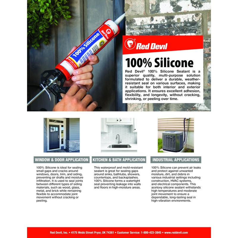 Red Devil 081650 100% Silicone Architectural Grade RTV Sealant, A