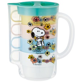 Skater KS32-A Stacking Cup, Set of 4, with Case, Cold Water Bottle, Snoopy Picnic, Made in Japan