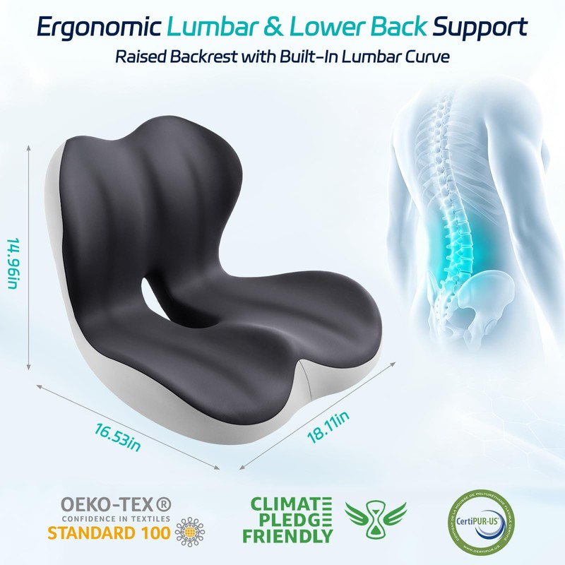 Seat Cushion & Back Support for Tailbone and Lower Back