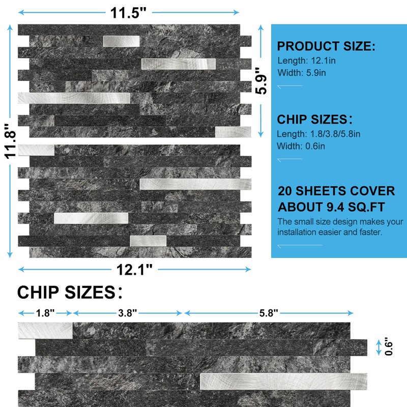 V-MOZZA Peel and Stick Backsplash, 20-Sheet Peel and Stick Tiles