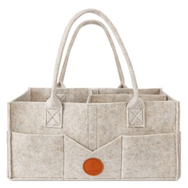Maliton Wickeltisch Organizer，Baby Windel Caddy Newborn Essentials ，Robuster Tragbarer Filztasche, Baby Aufbewahrungskorb mit Herausnehmbaren Fächern，Windeltasche als Babyparty-Geschenk，Khaki