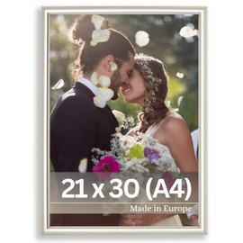 VictoR David Picture Frame Silver 21 x 30 cm (A4) - Strip 14 x 17 mm - Photo Frame Vintage A4 - Shabby Chic Decoration - Picture Frame 21 x 30 Silver