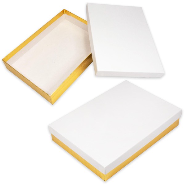 CuteBox Company 5pcs (7” x 5” x 1”) White Top/Gold
