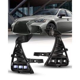 AUTOWIKI Pair of LED Clear Lens Driving Fog Lights Replacement for 17 Lexus IS200T/17-19 IS300/IS350 (Not Fit F-Sport Models) w/Switch and wiring kit