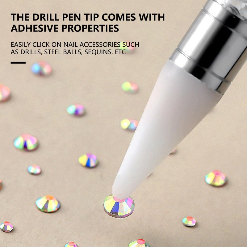 Taoluwin Diamond Nail Art Pen, Double Heads Point Drill, Self-Stick