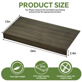 6-Pack PVC Composite Board Wire Rack Covers for Pantry - Imitation Wood-Look 24x12 Inch, Closet, Bathroom, Waterproof Scratch Resistant Easy Install, Wood Shelf Covers for Wire Shelving,Walnut Color