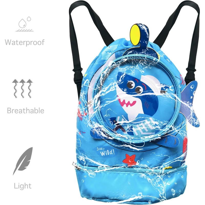 Cartoon Swimming Bag,Beach Bag,Waterproof Backpack,Gym Backpacks,Dry Wet Separation Receptacle,for Swimming,Beach,