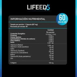 Biotina Colágeno Vitamina E Zinc Calcio 60 Cápsulas Lifeed5 Na                                                                                        