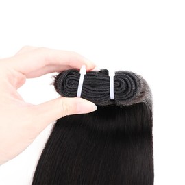 BLISSHAIR Sew In Hair Extensions Real Human Hair Straight 14 Inch Weft Hair Extensions Full Head Double Weft Hair Single Bundle for Women 100 Grams Natural Color (Straight, 14inch)