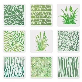 9 Pack Camo Print Stencils 30 x 30cm Camouflage Reusable Stencils for Painting on Wood Wall Floor Fabric, Camo DIY Home Decor Craft Stencil
